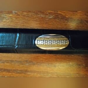 Leather embossed belt with silver accents